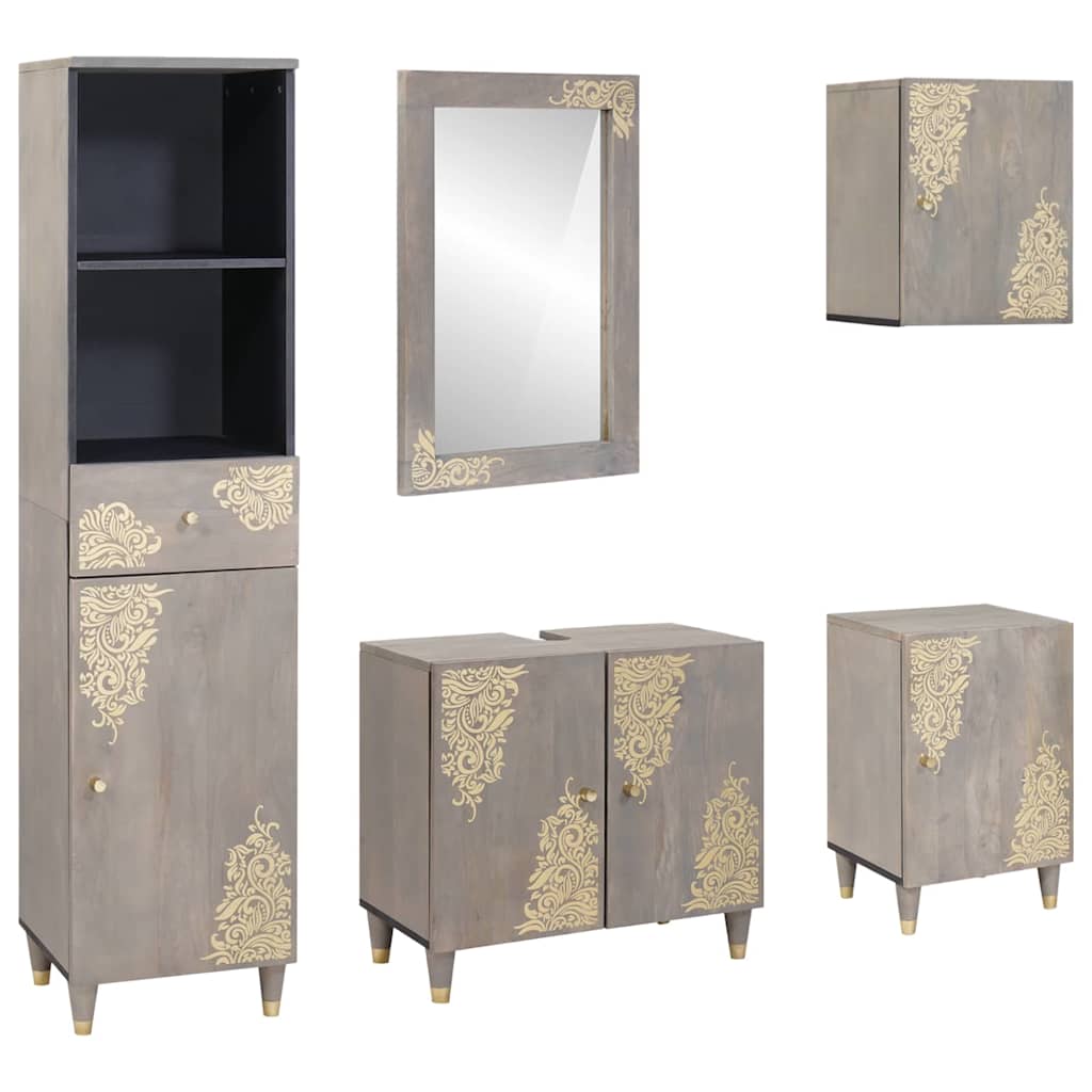 Badezimmermöbel Set mit Schubladen 5 pcs Grau 62 x 33 x 58 cm