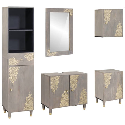 Badezimmermöbel Set mit Schubladen 5 pcs Grau 62 x 33 x 58 cm