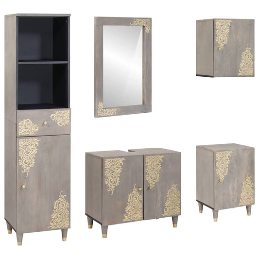 Badezimmermöbel Set mit Schubladen 5 pcs Grau 62 x 33 x 58 cm