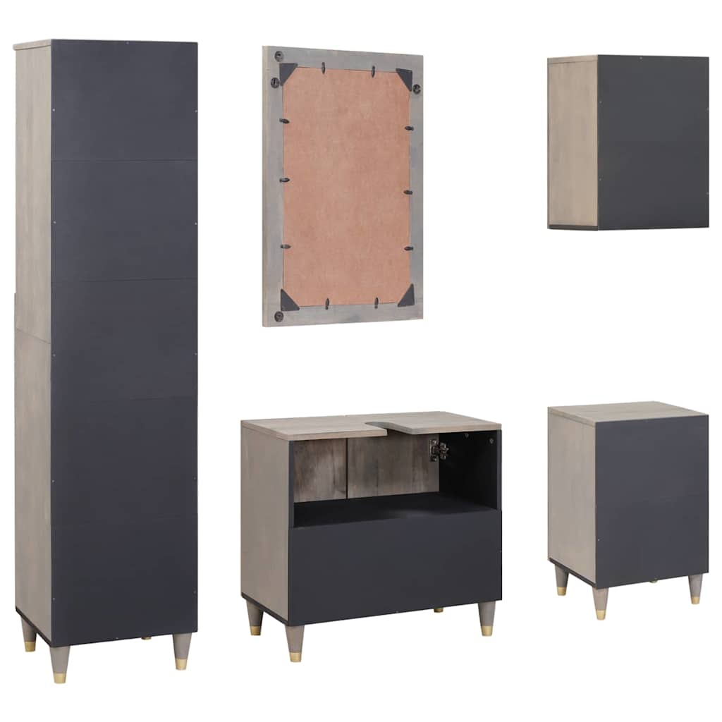 Badezimmermöbel Set mit Schubladen 5 pcs Grau 62 x 33 x 58 cm