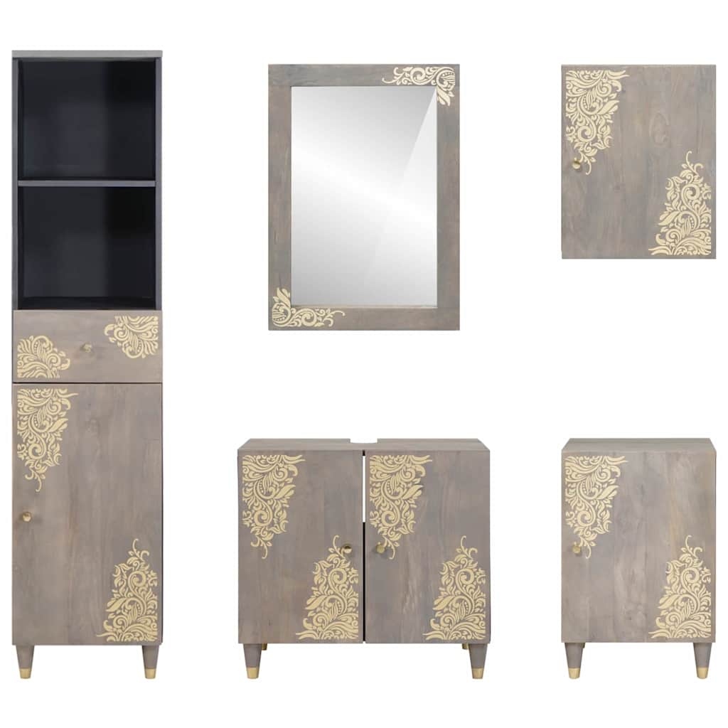 Badezimmermöbel Set mit Schubladen 5 pcs Grau 62 x 33 x 58 cm