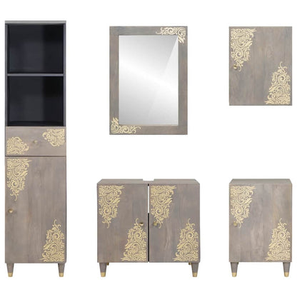Badezimmermöbel Set mit Schubladen 5 pcs Grau 62 x 33 x 58 cm