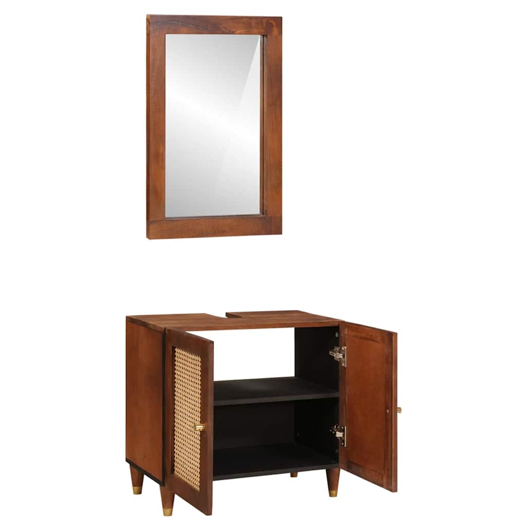 Badezimmermöbel mit Tür 2 pcs 62 x 33 x 58 cm Massives Mango-Holz