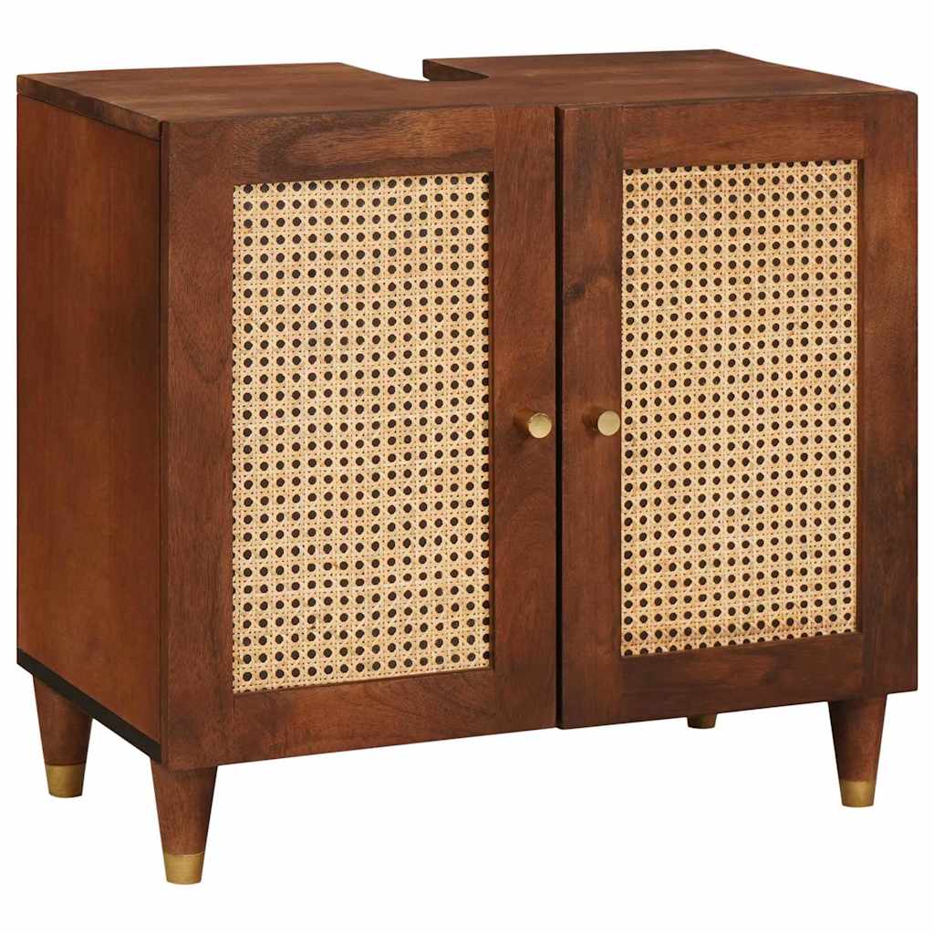 Badezimmermöbel mit Tür 2 pcs 62 x 33 x 58 cm Massives Mango-Holz