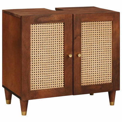 Badezimmermöbel mit Tür 2 pcs 62 x 33 x 58 cm Massives Mango-Holz