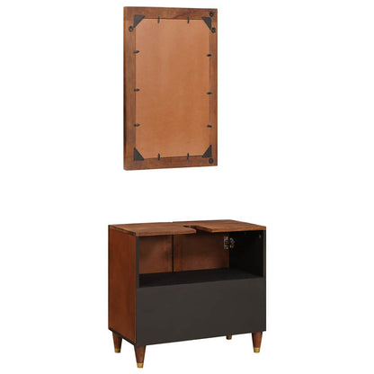 Badezimmermöbel mit Tür 2 pcs 62 x 33 x 58 cm Massives Mango-Holz
