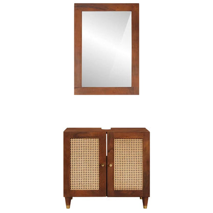 Badezimmermöbel mit Tür 2 pcs 62 x 33 x 58 cm Massives Mango-Holz