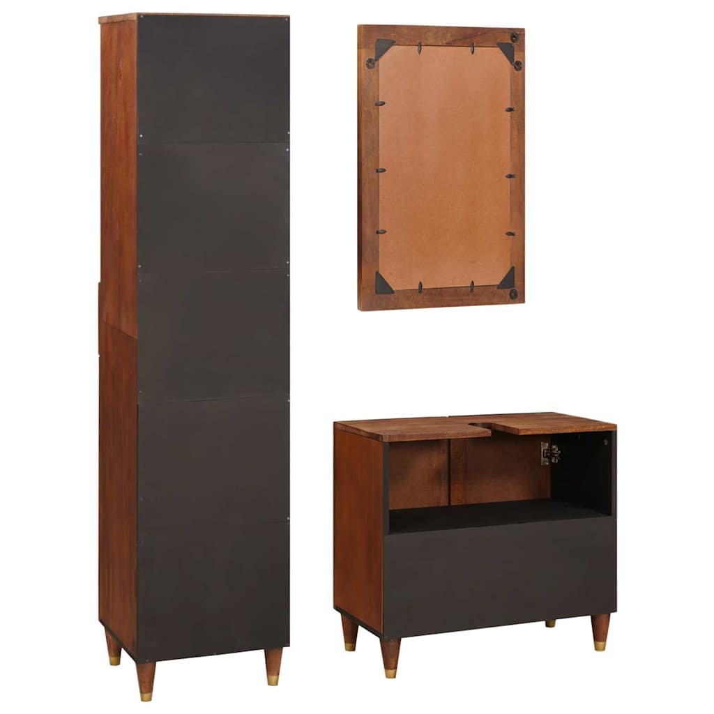 Badezimmermöbel mit Tür 3 pcs 38 x 33 x 160 cm Massives Mango-Holz