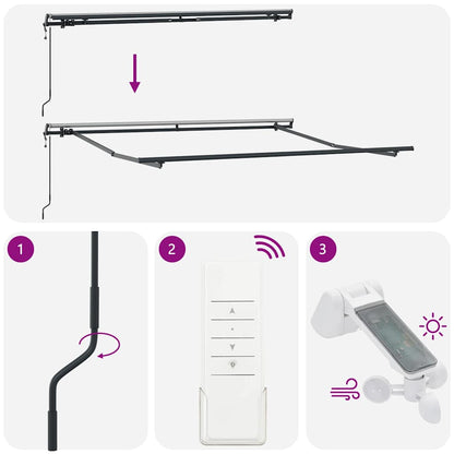 Markise Automatisch Anthrazit und Weiß 300x250 cm