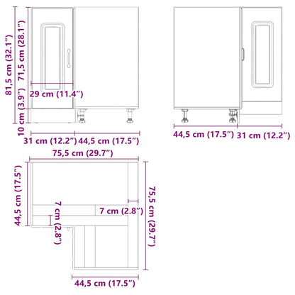 Küchen-Eckunterschrank Kalmar Braun Eichen-Optik Holzwerkstoff