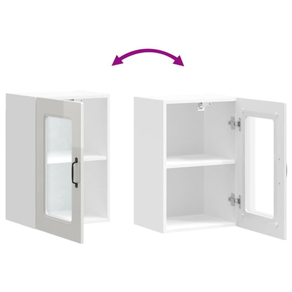 Küchen-Hängeschrank mit Glastür Kalmar Hochglanz-Weiß Holzwerkstoff