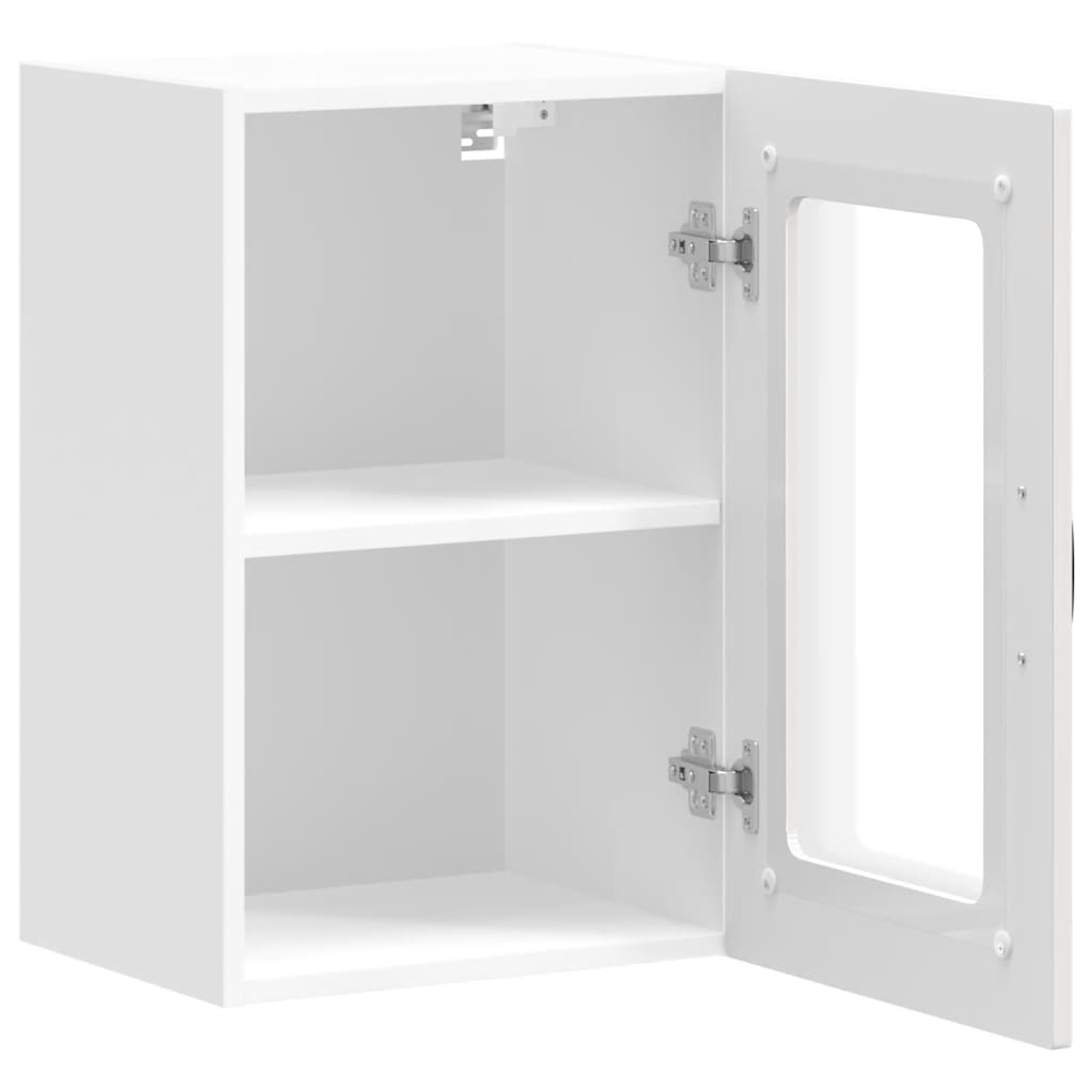 Küchen-Hängeschrank mit Glastür Kalmar Hochglanz-Weiß Holzwerkstoff