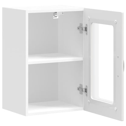 Küchen-Hängeschrank mit Glastür Kalmar Hochglanz-Weiß Holzwerkstoff
