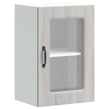 Küchen-Hängeschrank mit Glastür Kalmar Grau Sonoma Holzwerkstoff