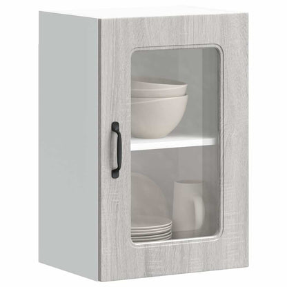 Küchen-Hängeschrank mit Glastür Kalmar Grau Sonoma Holzwerkstoff