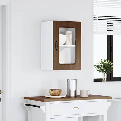 Küchen-Hängeschrank mit Glastür Kalmar Braun Eichen-Optik