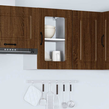 Küchen-Hängeschrank mit Glastür Kalmar Braun Eichen-Optik