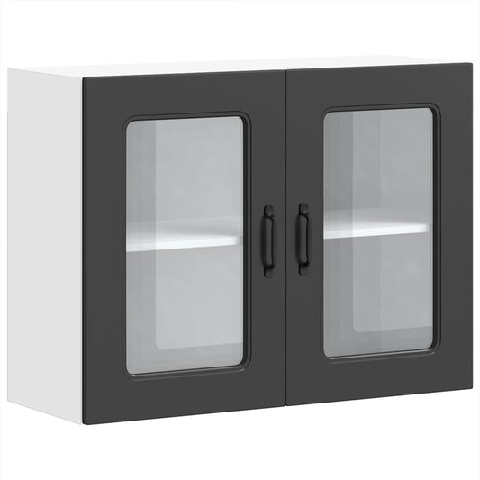 Küchen-Hängeschrank mit Glastür Kalmar Schwarz Holzwerkstoff