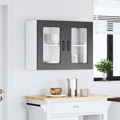 Küchen-Hängeschrank mit Glastür Kalmar Schwarz Holzwerkstoff