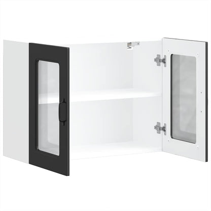 Küchen-Hängeschrank mit Glastür Kalmar Schwarz Holzwerkstoff