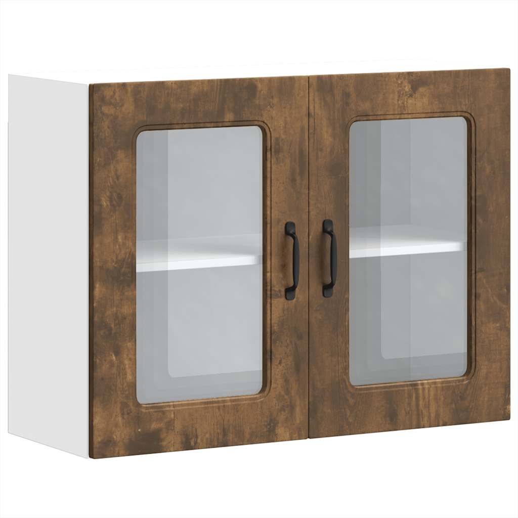 Küchen-Hängeschrank mit Glastür Kalmar Räuchereiche Holzwerkstoff