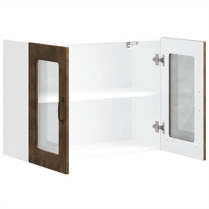 Küchen-Hängeschrank mit Glastür Kalmar Räuchereiche Holzwerkstoff