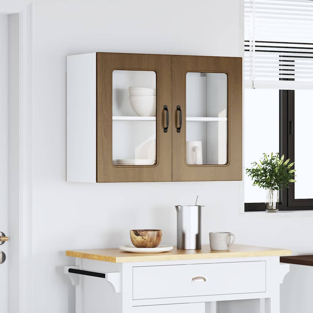 Køkken overskab med glaslåge Kalmar Brun Eg look