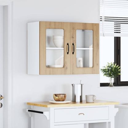 Küchen-Hängeschrank mit Glastür Kalmar Artisan-Eiche Holzwerkstoff
