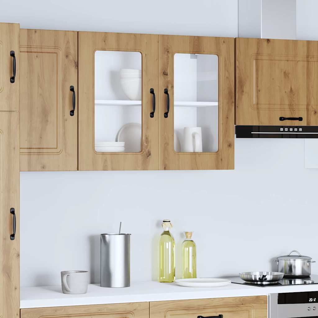 Küchen-Hängeschrank mit Glastür Kalmar Artisan-Eiche Holzwerkstoff