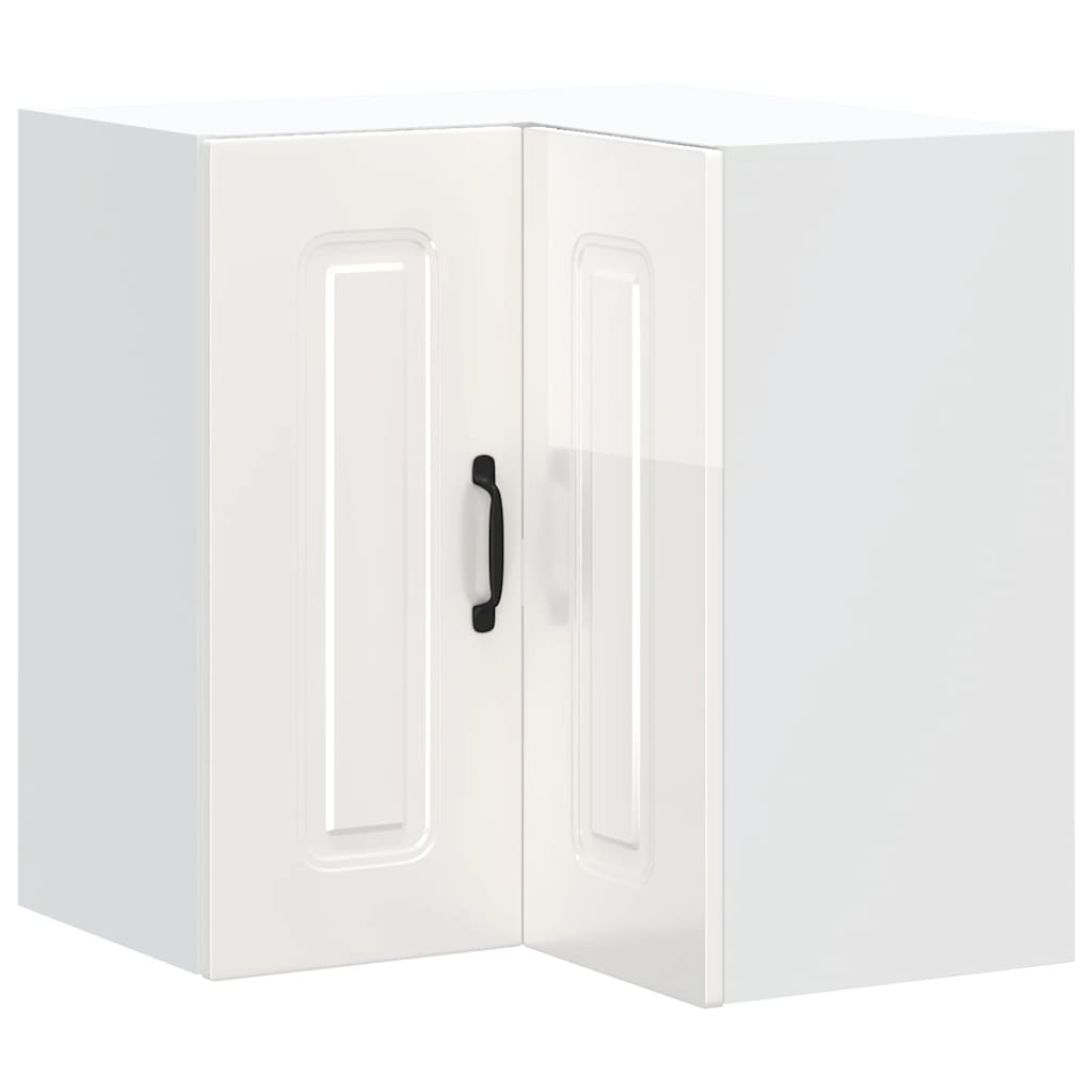 Küchen-Eckhängeschrank Kalmar Hochglanz-Weiß Holzwerkstoff