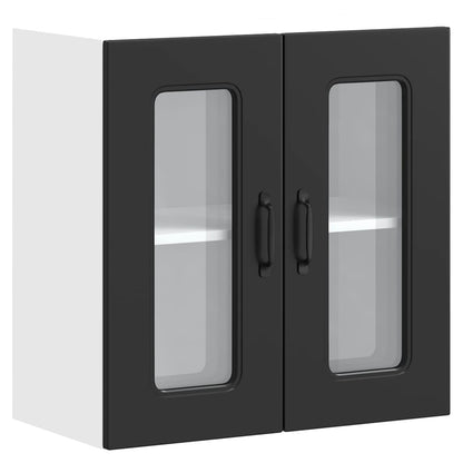 Küchen-Hängeschrank mit Glastür Kalmar Schwarz Holzwerkstoff