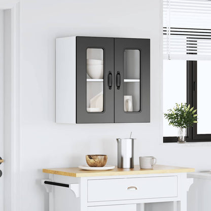 Küchen-Hängeschrank mit Glastür Kalmar Schwarz Holzwerkstoff
