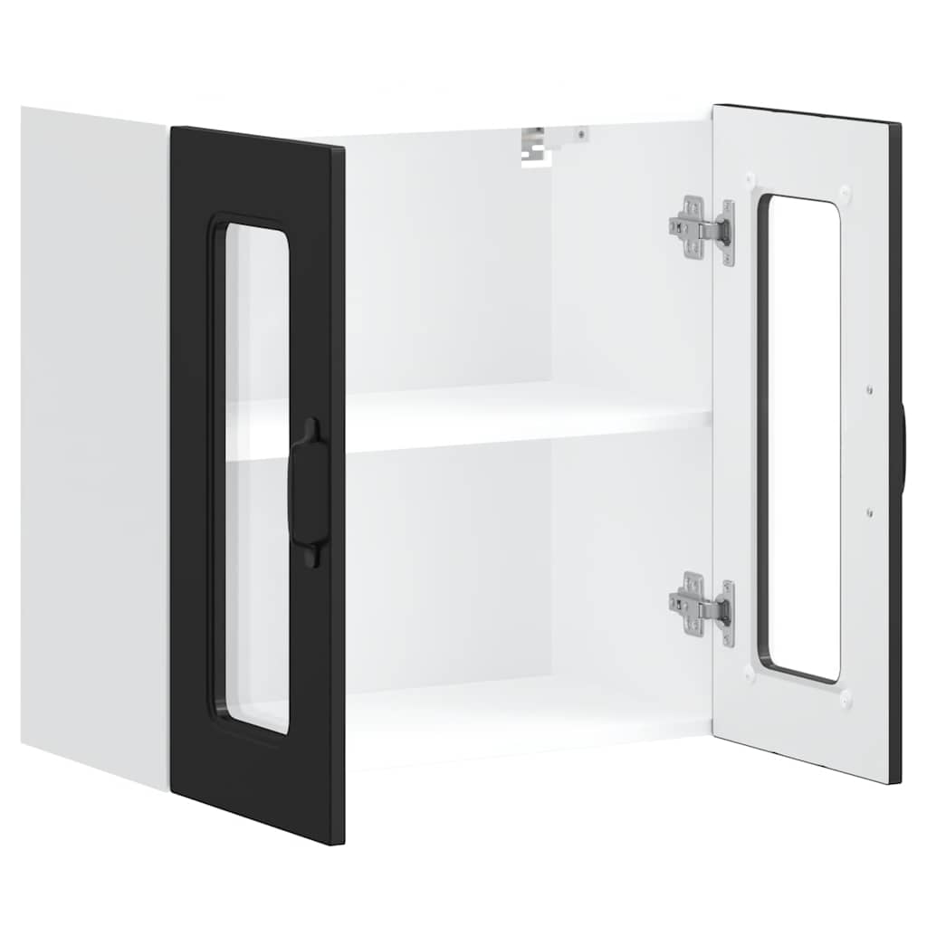 Küchen-Hängeschrank mit Glastür Kalmar Schwarz Holzwerkstoff