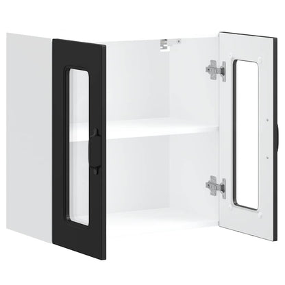 Küchen-Hängeschrank mit Glastür Kalmar Schwarz Holzwerkstoff