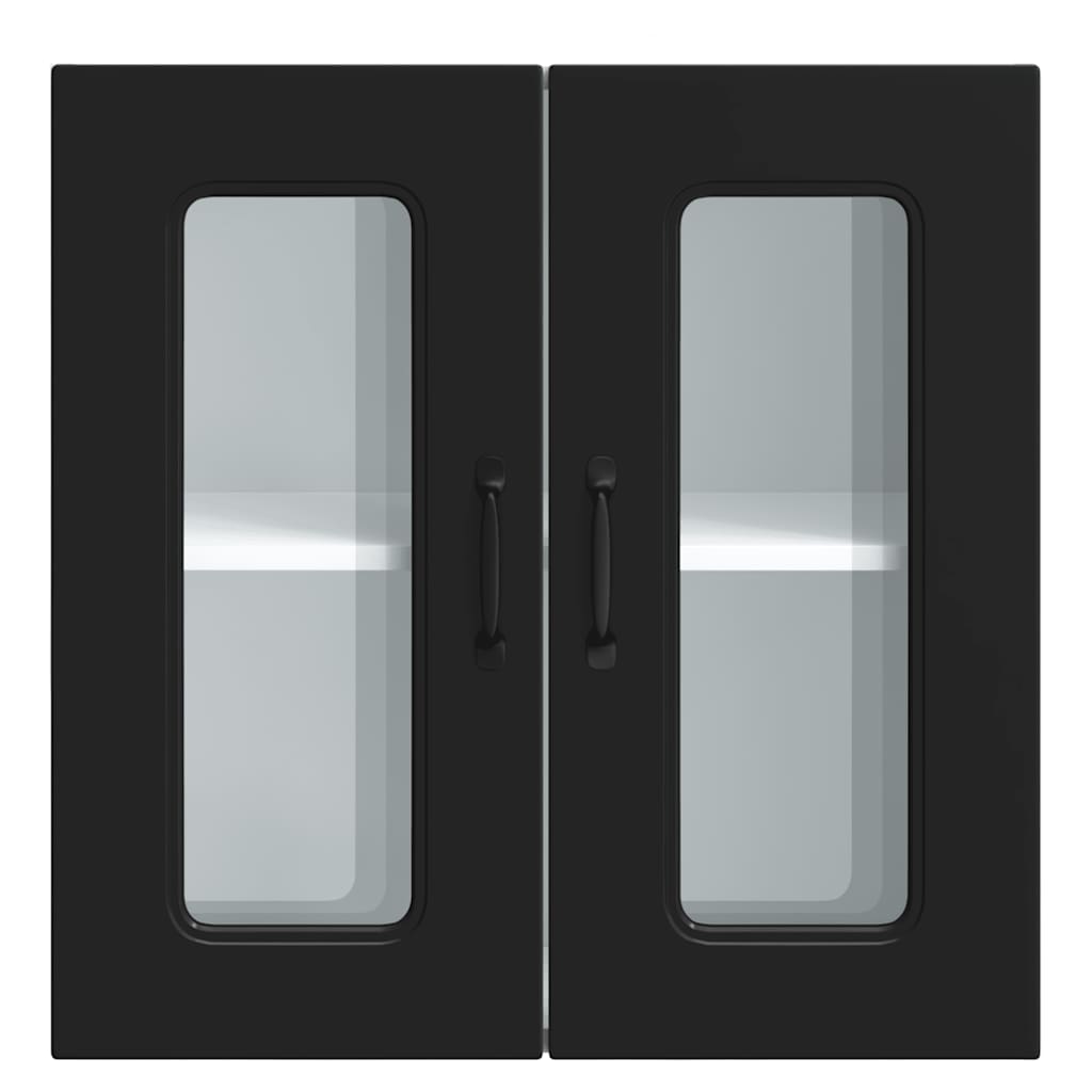 Küchen-Hängeschrank mit Glastür Kalmar Schwarz Holzwerkstoff