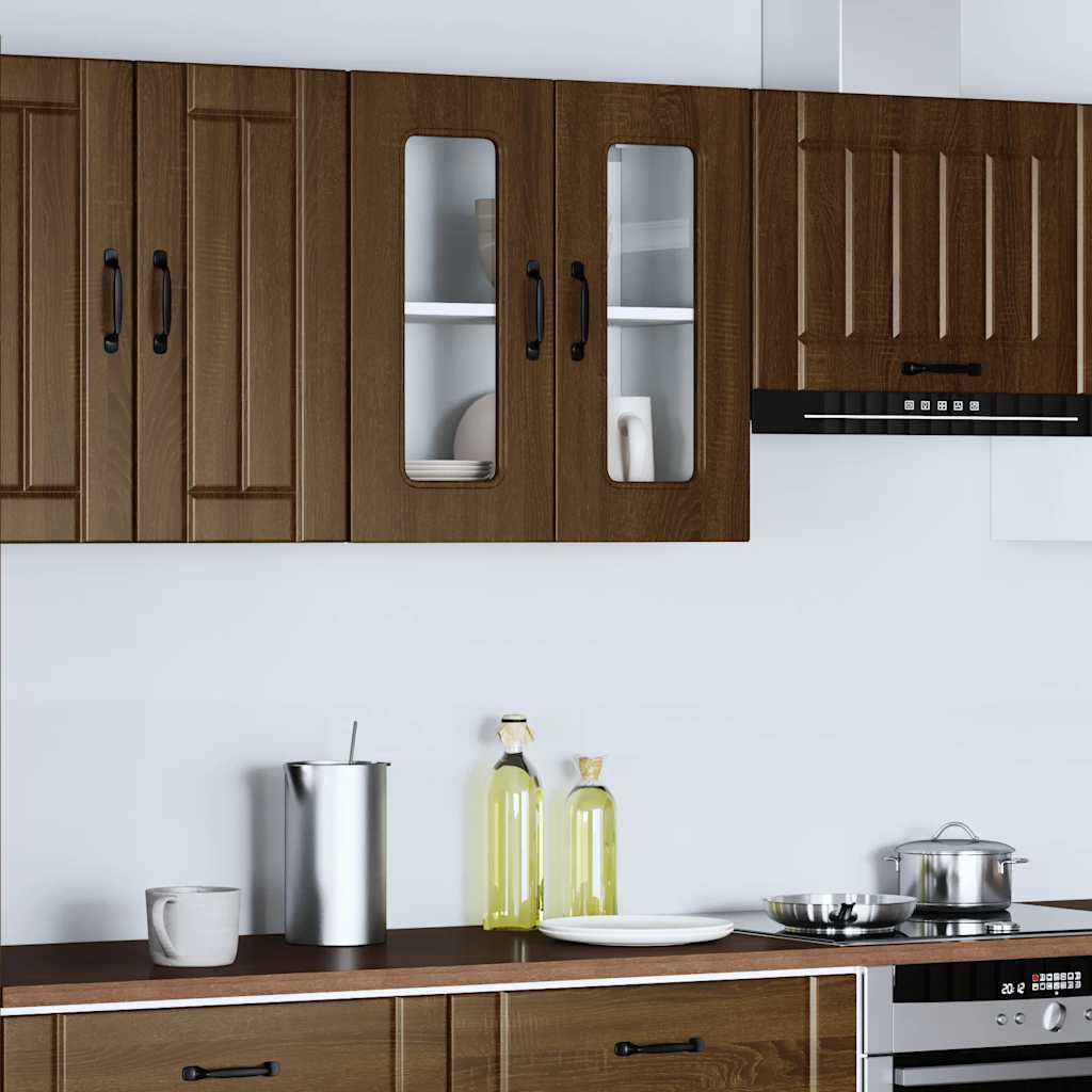 Køkken overskab med glaslåge Kalmar Brun Eg look