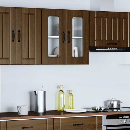 Køkken overskab med glaslåge Kalmar Brun Eg look