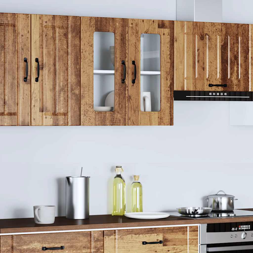 Køkken vægskab med glaslåge gammelt træ look træ materiale