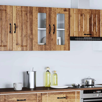 Køkken vægskab med glaslåge gammelt træ look træ materiale