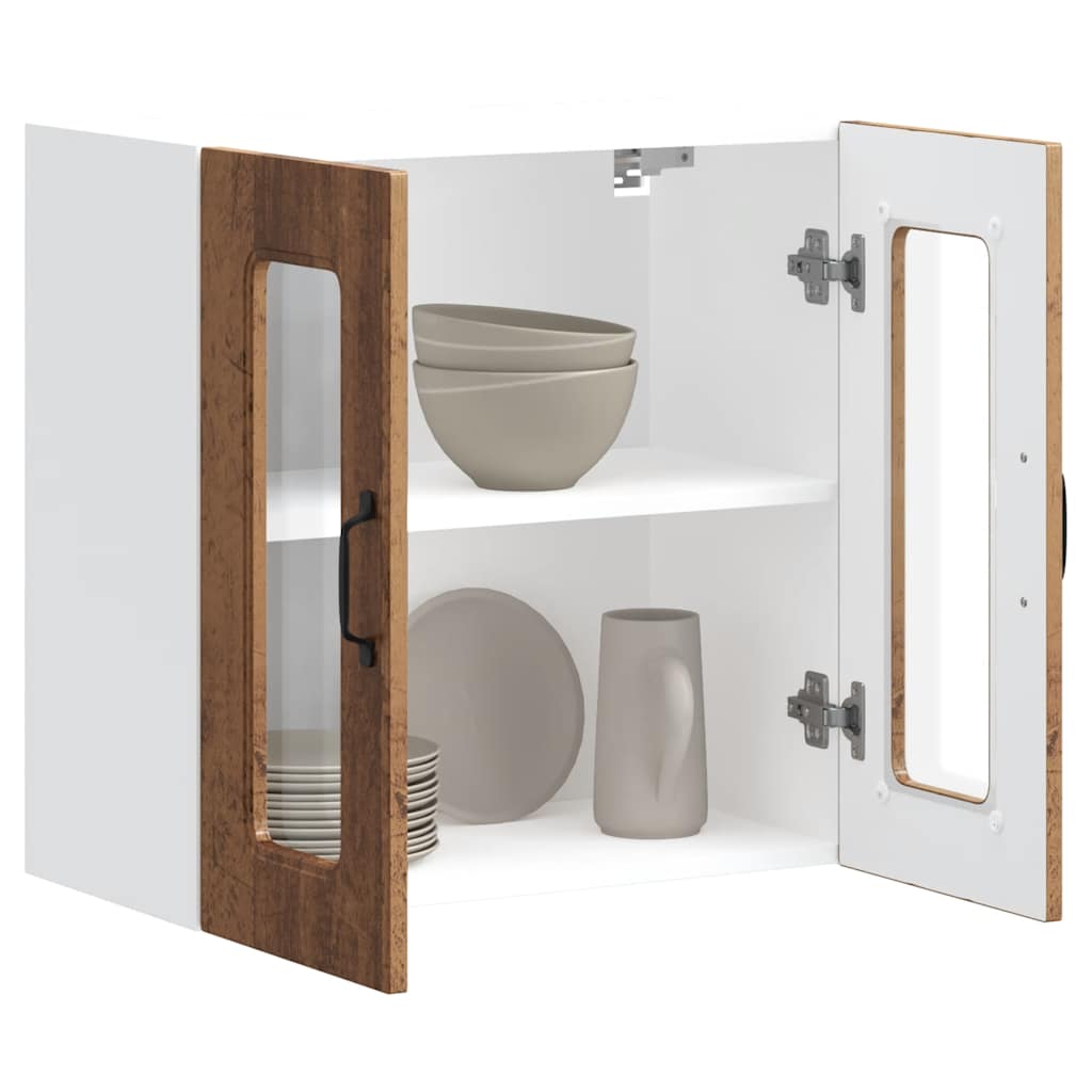 Køkken vægskab med glaslåge gammelt træ look træ materiale