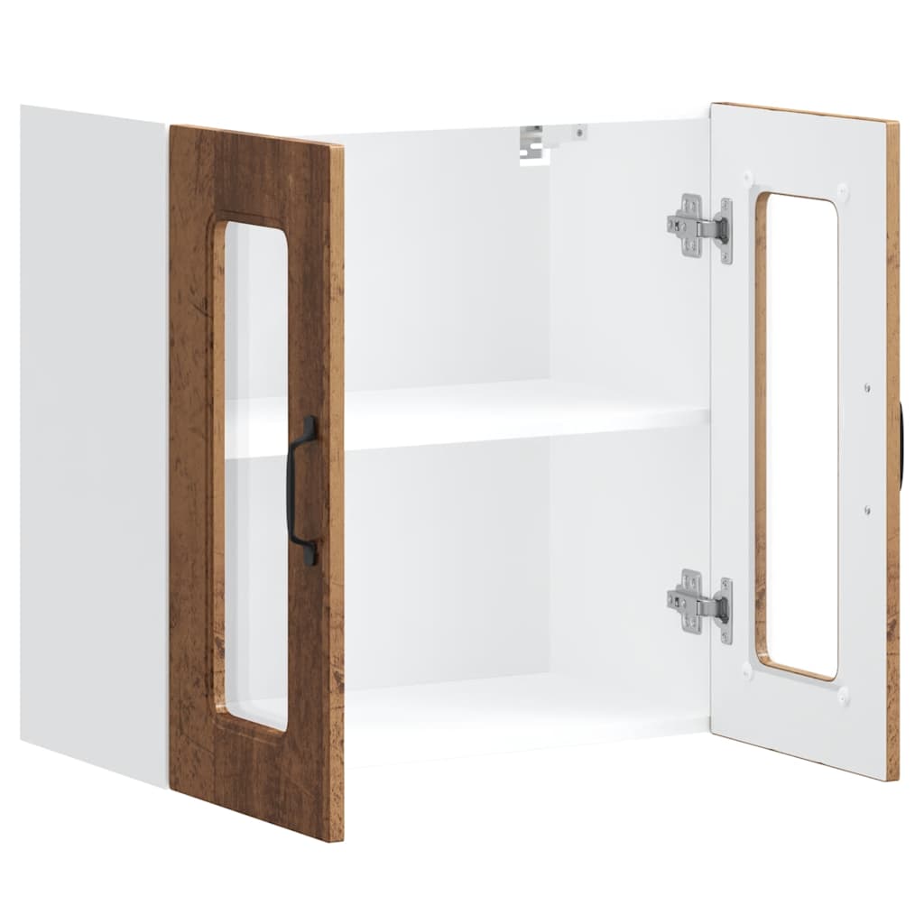 Køkken vægskab med glaslåge gammelt træ look træ materiale