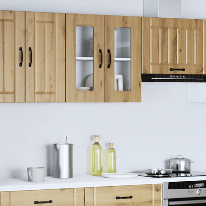 Küchen-Hängeschrank mit Glastür Kalmar Artisan-Eiche Holzwerkstoff