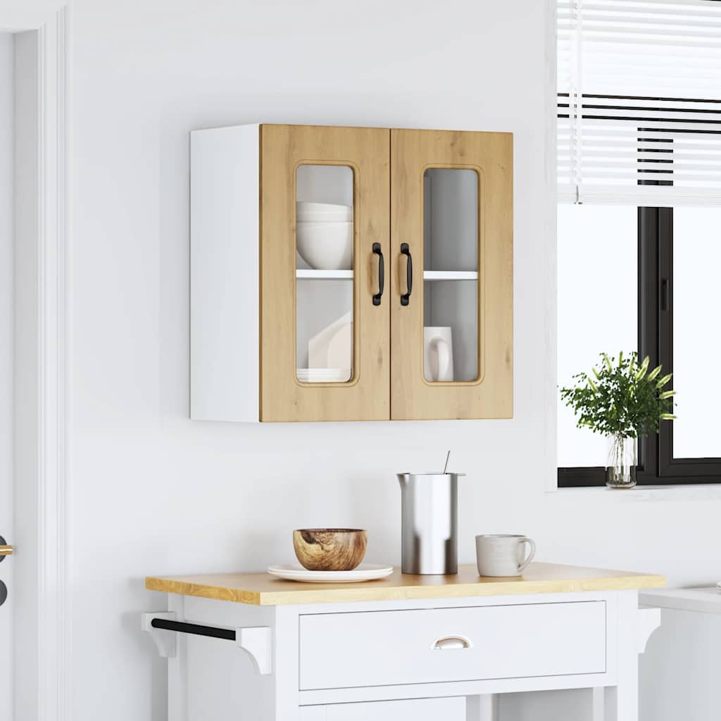 Küchen-Hängeschrank mit Glastür Kalmar Artisan-Eiche Holzwerkstoff