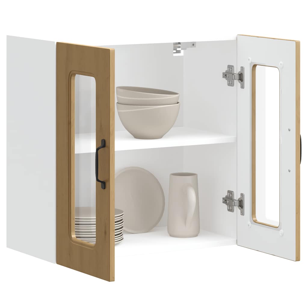 Küchen-Hängeschrank mit Glastür Kalmar Artisan-Eiche Holzwerkstoff