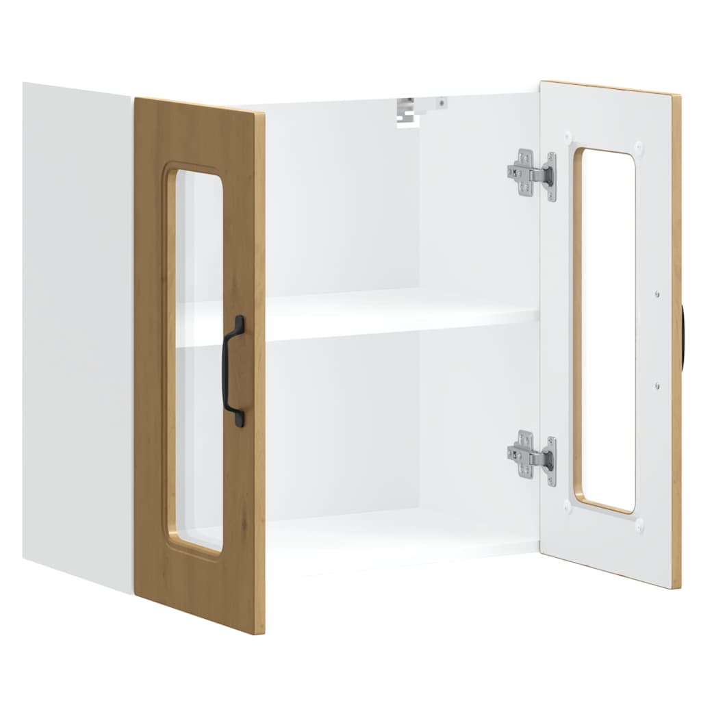 Küchen-Hängeschrank mit Glastür Kalmar Artisan-Eiche Holzwerkstoff