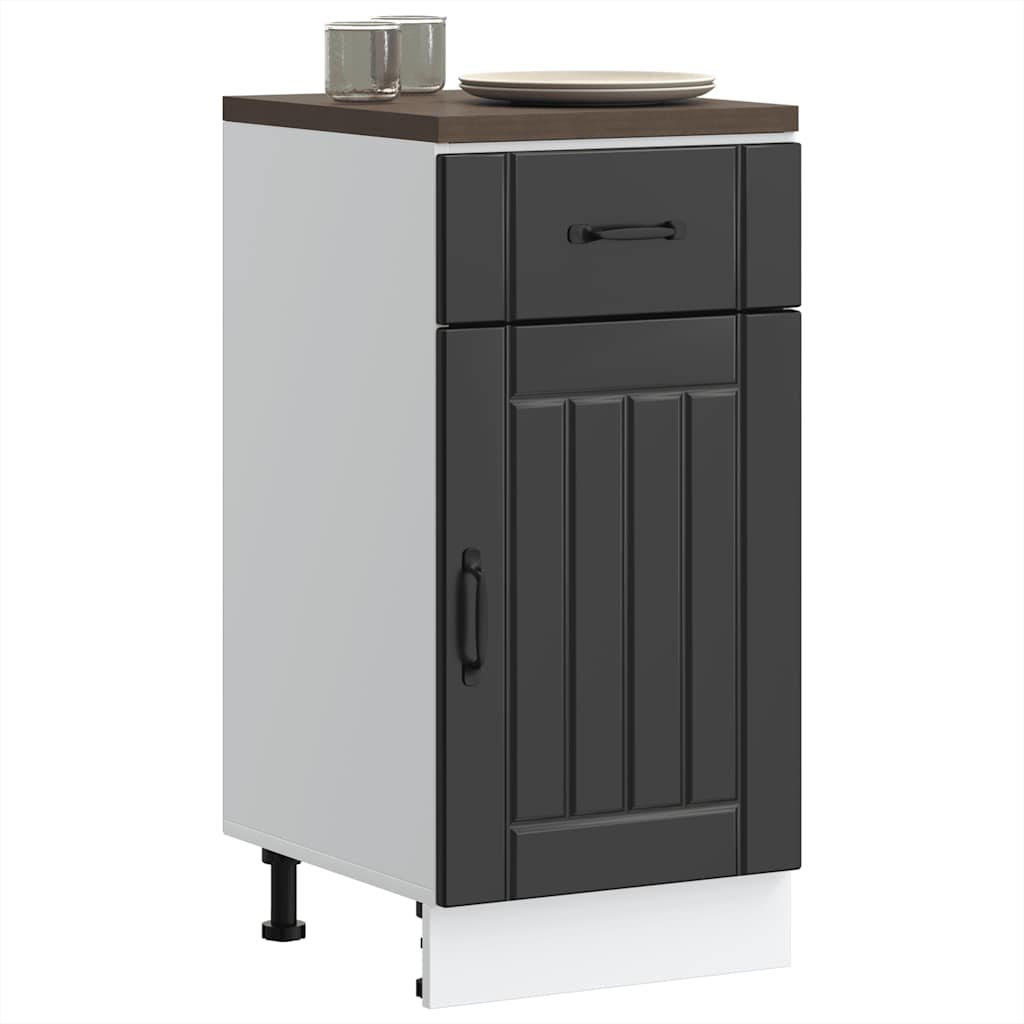 Küchen-Unterschrank Lucca Schwarz Holzwerkstoff