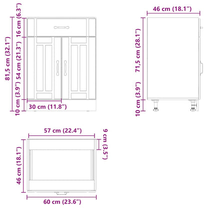 Küchen-Unterschrank Lucca Weiß Holzwerkstoff