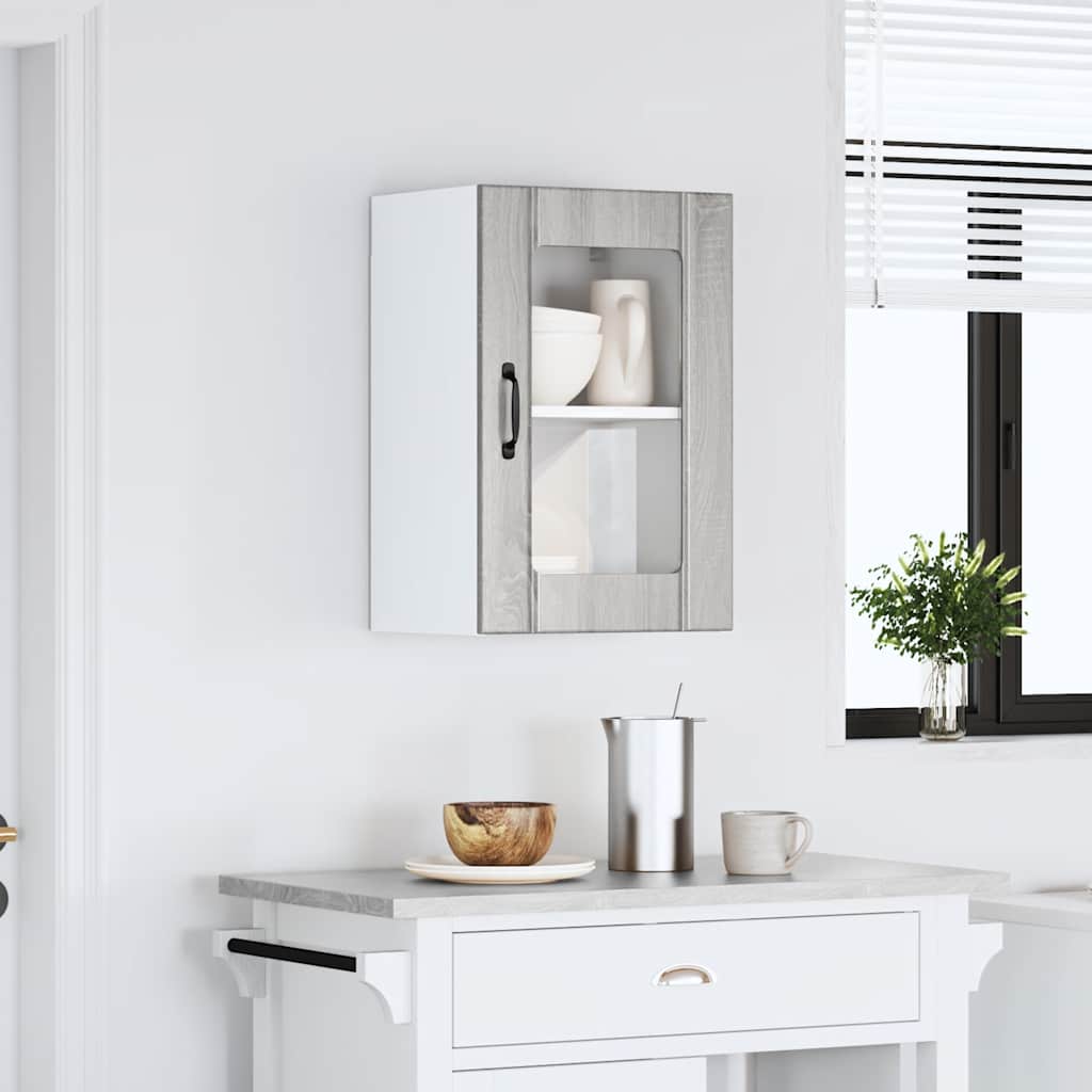 Køkken overskab med glaslåge Lucca Grey Sonoma
