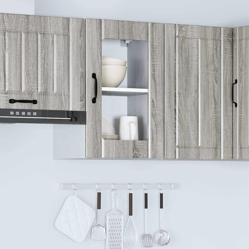 Køkken overskab med glaslåge Lucca Grey Sonoma