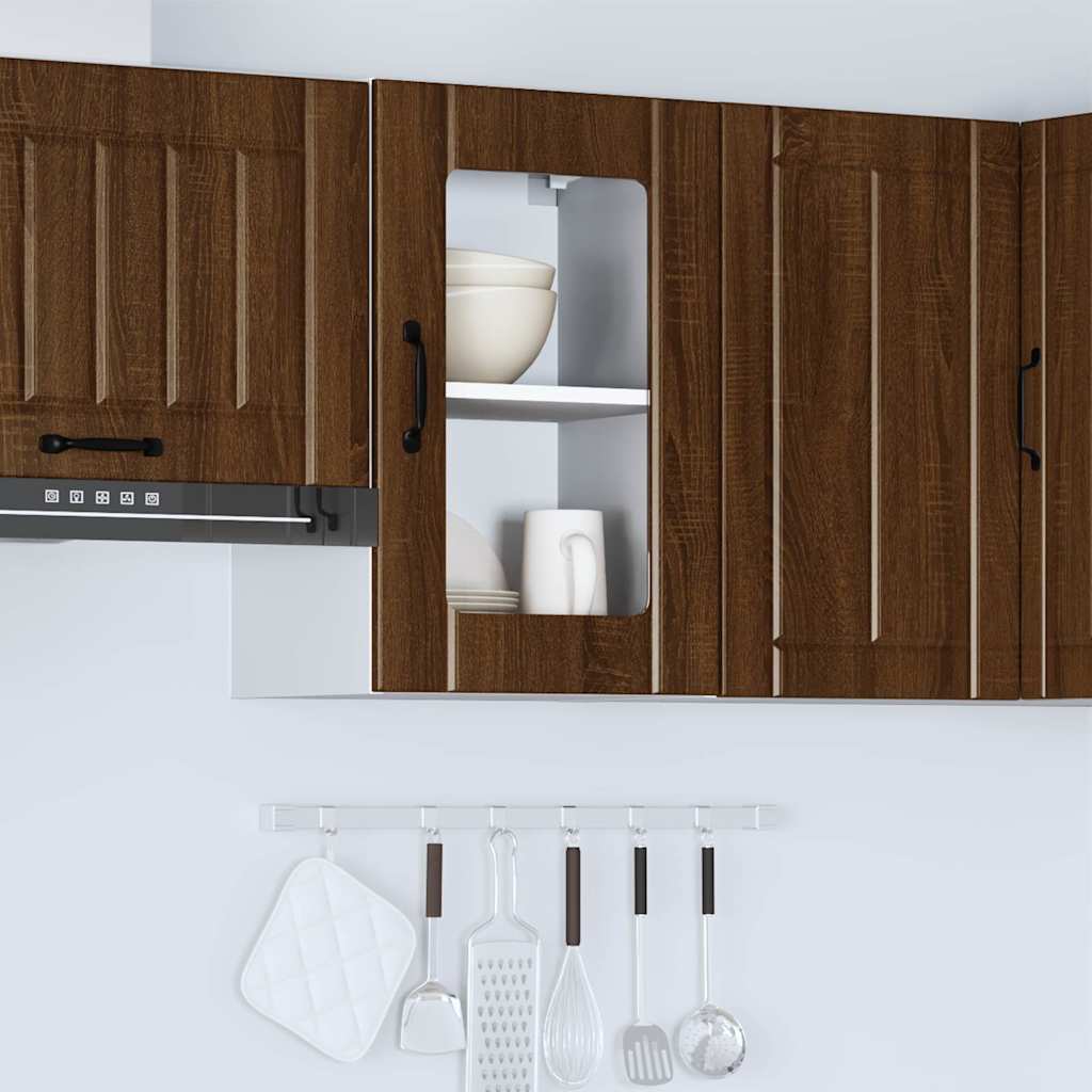 Køkken overskab med glaslåge Lucca Brown Oak look